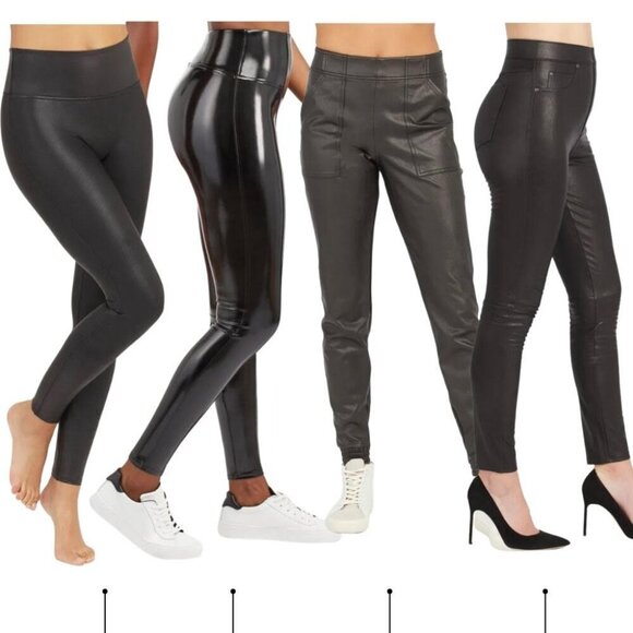 Spanx Faux Leather Pants Black Pull On Ankle Skinny - Picture 4 of 10